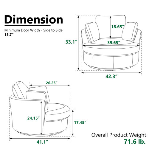 Rosdorf Park Dahlonega Upholstered Swivel Barrel Chair & Reviews Wayfair